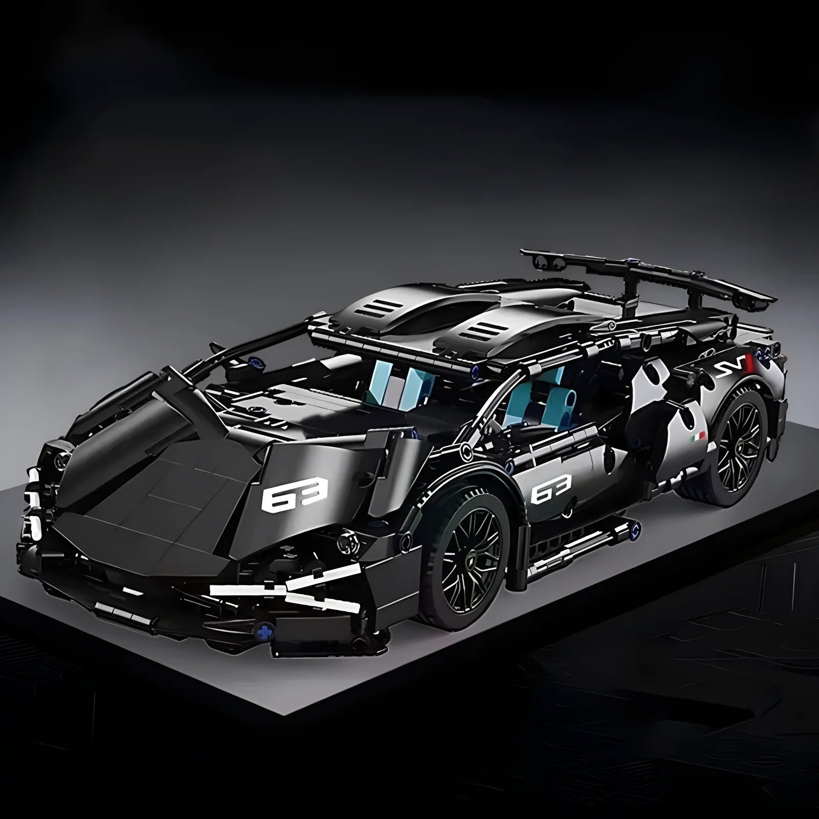 Modelo de coche deportivo de carreras técnico, bloques de construcción técnicos para adultos 1:14, supercoche DIY, rompecabezas de ladrillos, juguetes para niños y adultos, regalo (1280 + granulado)