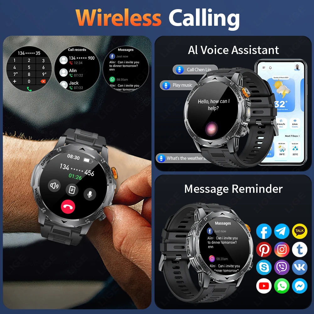 Reloj Inteligente LIGE con Linterna y Batería 1000mAh