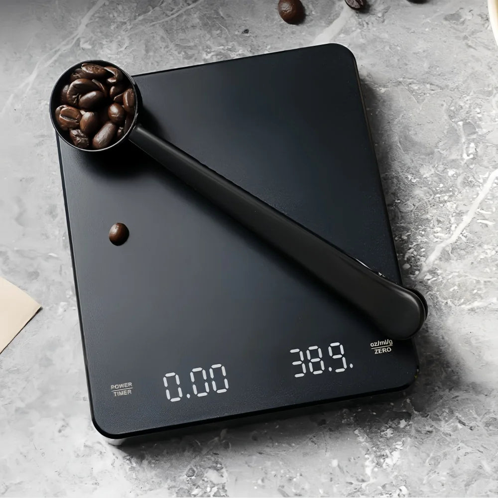 Báscula Electrónica de Café de Alta Precisión con Base Impermeable, Pantalla LED, Temporizador USB, Accesorios Profesionales para Café en Casa, 3 kg/5 kg