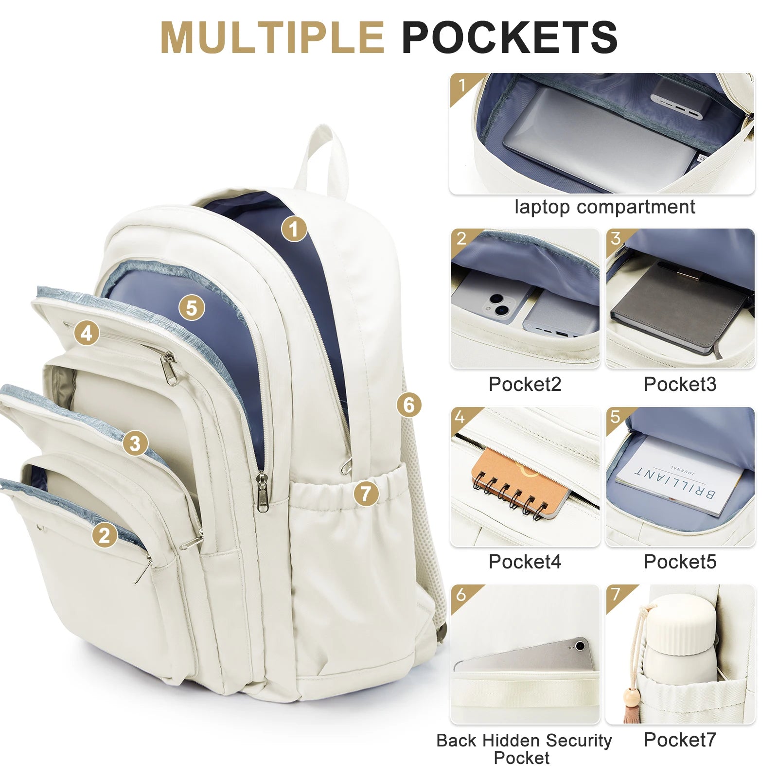 Mochila Escolar para Niñas y Adolescentes con Múltiples Bolsillos
