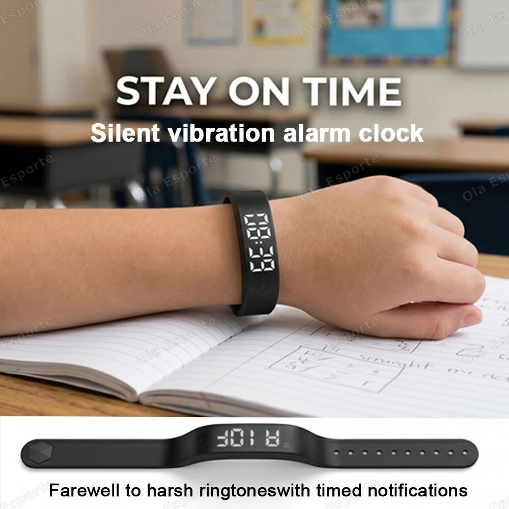 Reloj Despertador Vibratorio para Personas con Sueño Profundo, Despertador Silencioso, Pulsera Inteligente para Hombres y Mujeres, Ajustable, con Vibración, Modelo HW12