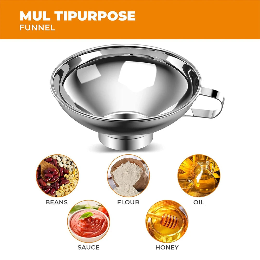 LMETJMA Embudo para enlatar, embudos metálicos grandes para cocina, para llenar tarros Mason, embudos de boca ancha de acero inoxidable, utensilios de cocina