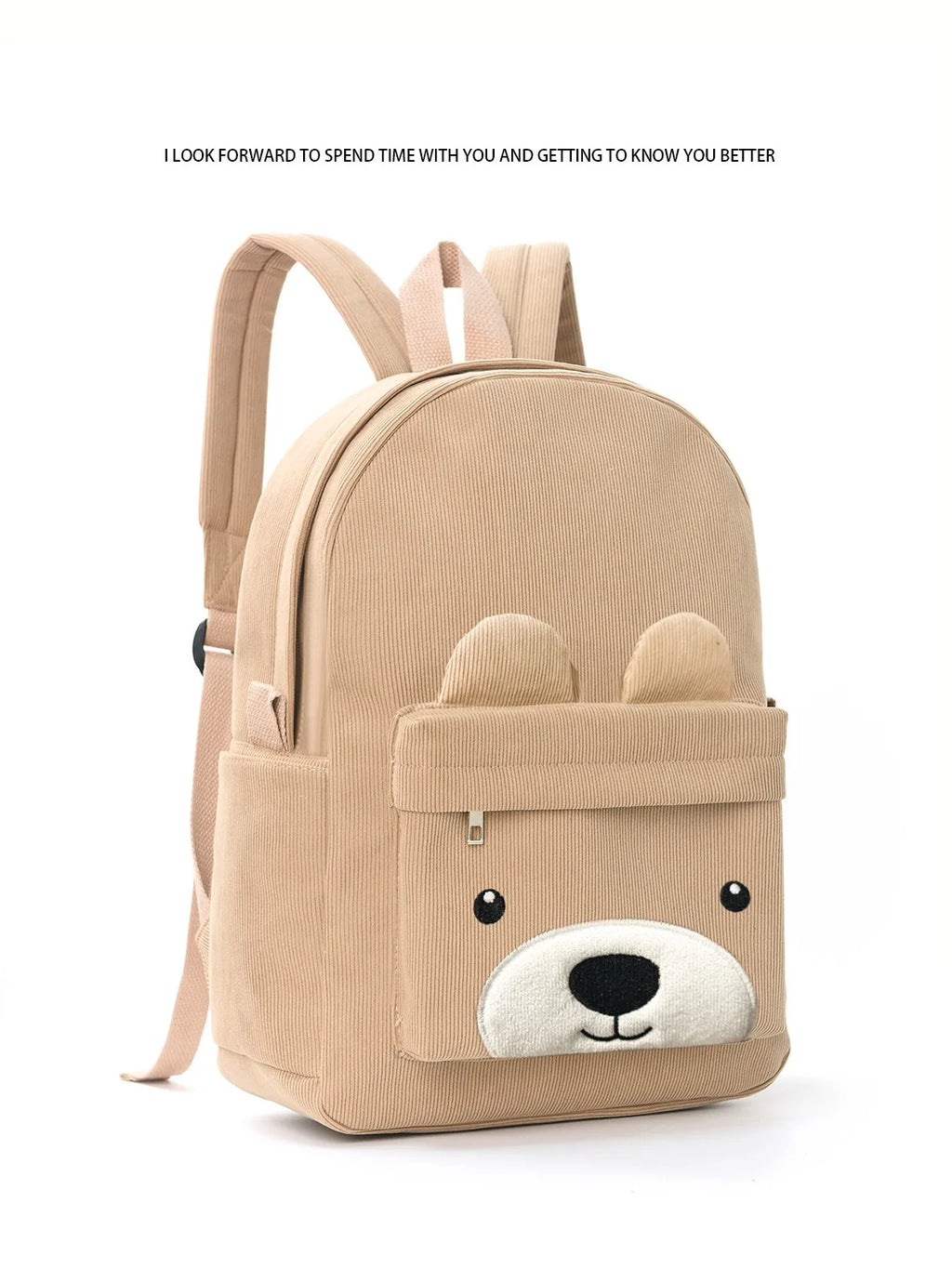 Mochila Infantil de Pana, Mochila Escolar Primaria, Mochila Casual de Moda con Diseño de Oso, Mochila de Gran Capacidad