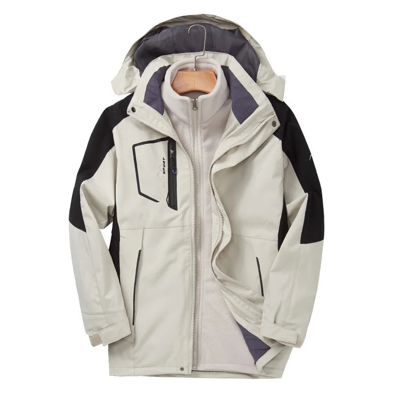 Chaqueta 3 en 1 de Montañismo con Capucha para Hombre