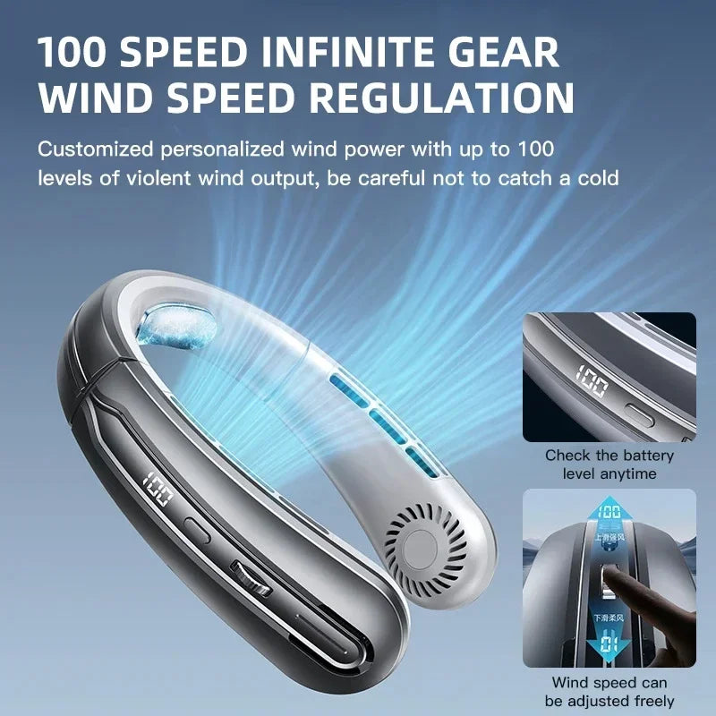 Ventilador de Cuello Sin Aspas 8000mAh con Pantalla LED