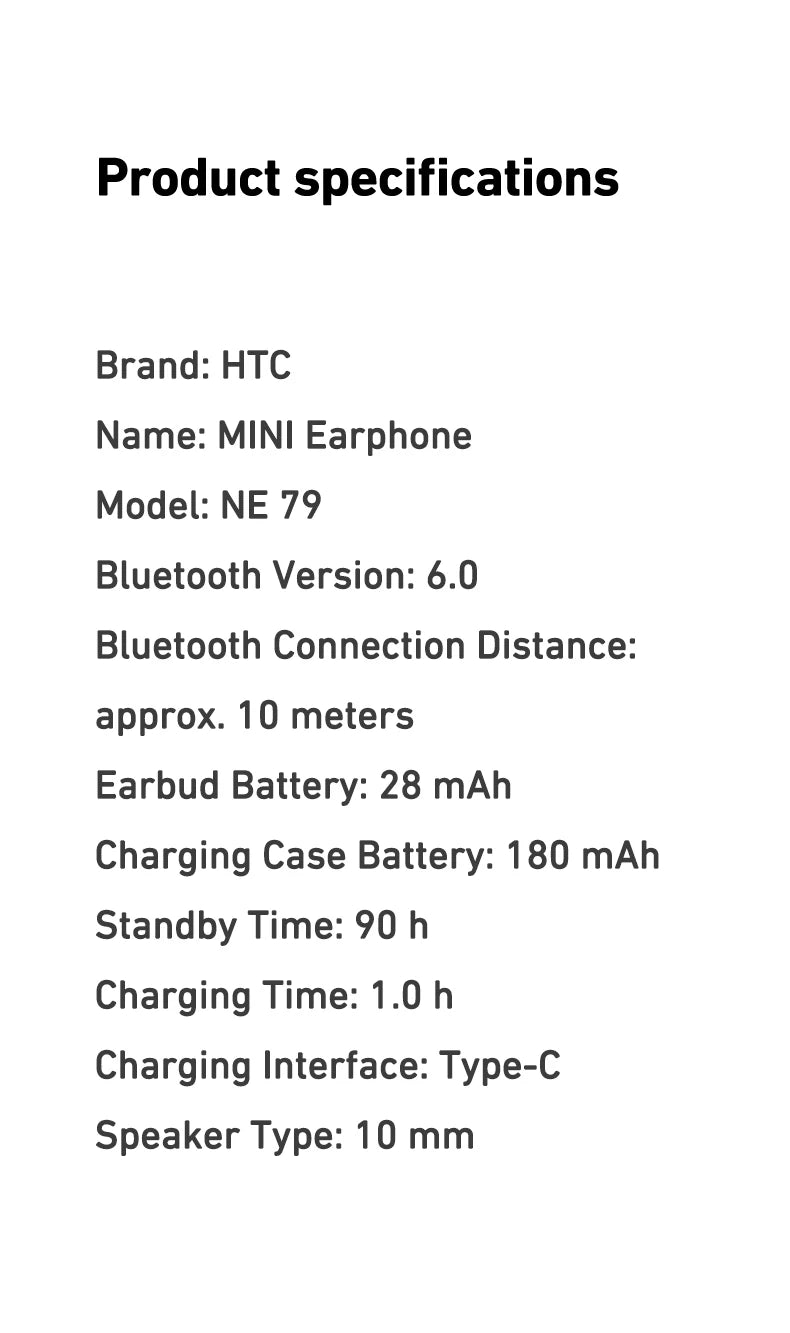 Auriculares HTC NE79 con Traducción en Tiempo Real, Bluetooth, Música HiFi, Llamadas HD, Reducción de Ruido, Auriculares Inalámbricos con Pantalla LED y Micrófono