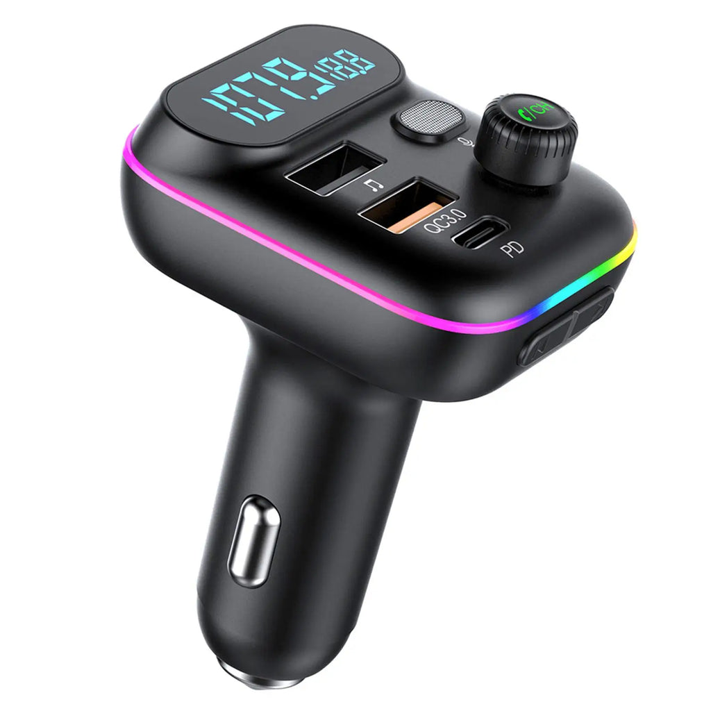 Transmisor FM Bluetooth para coche, transmisor FM Bluetooth 5,0, USB PD, cargador rápido para coche, accesorios electrónicos