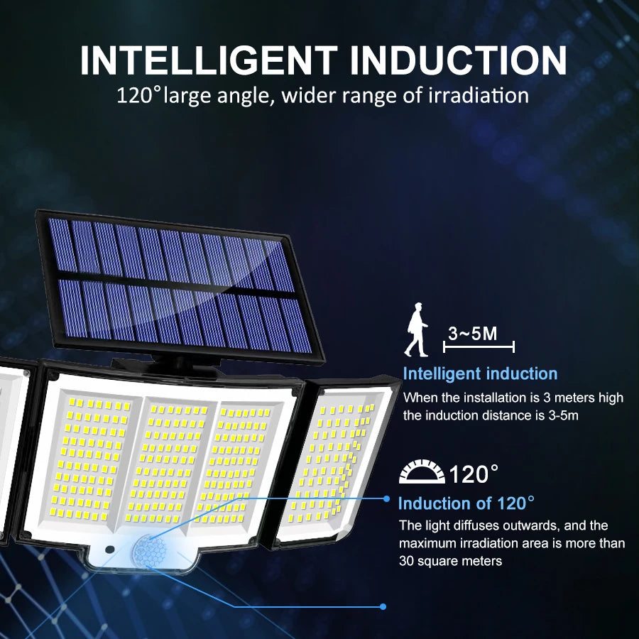 Luz Solar LED con Sensor de Movimiento 234/318/348 LEDs IP65
