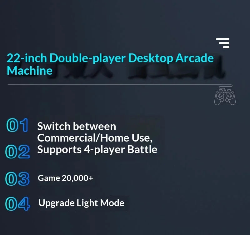 Máquina de juegos de 22 pulgadas, máquina de juegos arcade de escritorio, máquina arcade integrada para el hogar, más de 23000 juegos, compatible con varios idiomas
