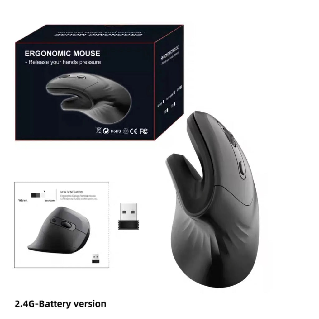 Ratón inalámbrico Vertical Warvank U2, ergonómico, óptico, cómodo, silencioso, para oficina, DPI, ajustable, 800/1200/1600 para PC y portátil