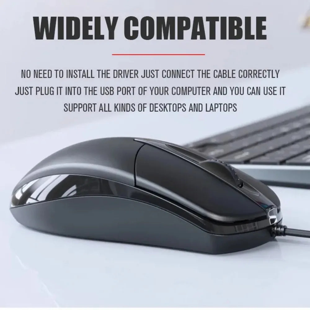 Ratón óptico USB con cable para ordenador portátil, ratón para el hogar y la Oficina, rodillo antideslizante 3D de 1200DPI, accesorios de ordenador para PC y escritorio