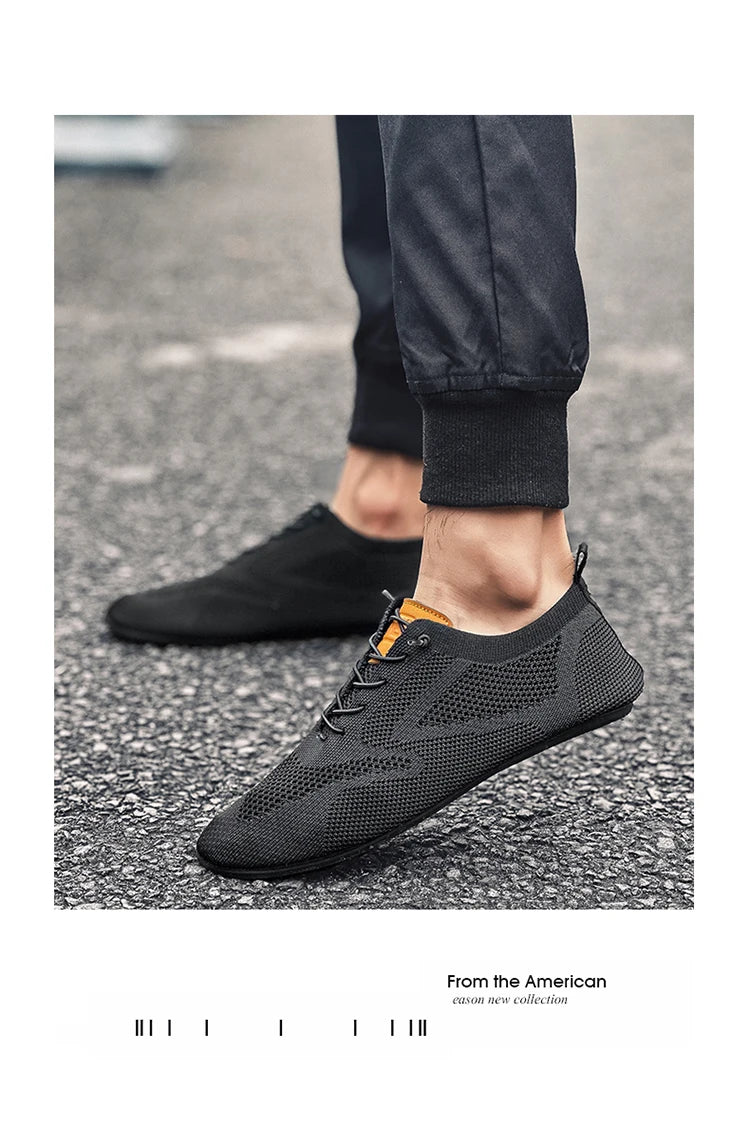 Zapatos informales ligeros sin cuero para hombre, mocasines de malla a la moda para parejas, zapatillas transpirables con cordones para hombre, zapatos planos suaves para Yoga