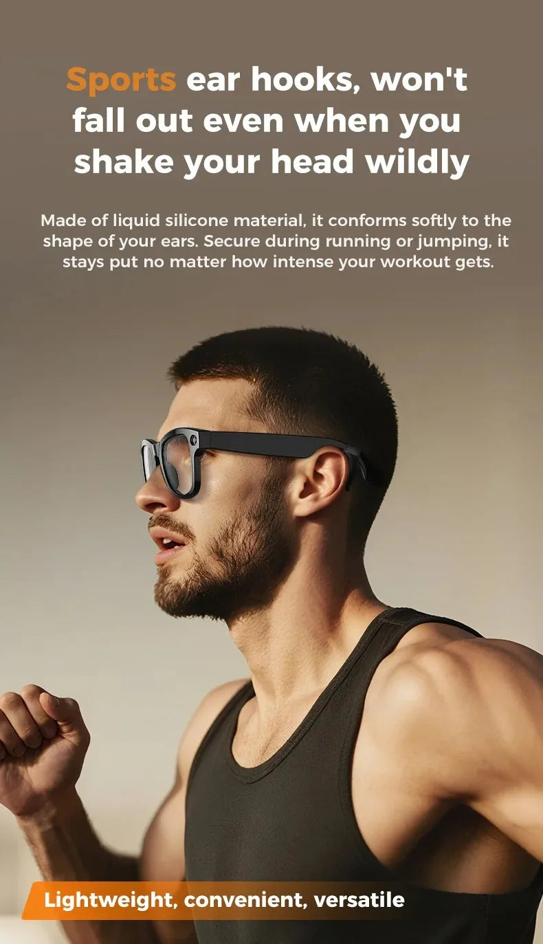 Lentes Inteligentes M02 con IA, Reproductor de Música con Llamadas Bluetooth, Cámara de 8MP, Traducción en Más de 100 Idiomas, Lentes de Sol con Caja de Carga