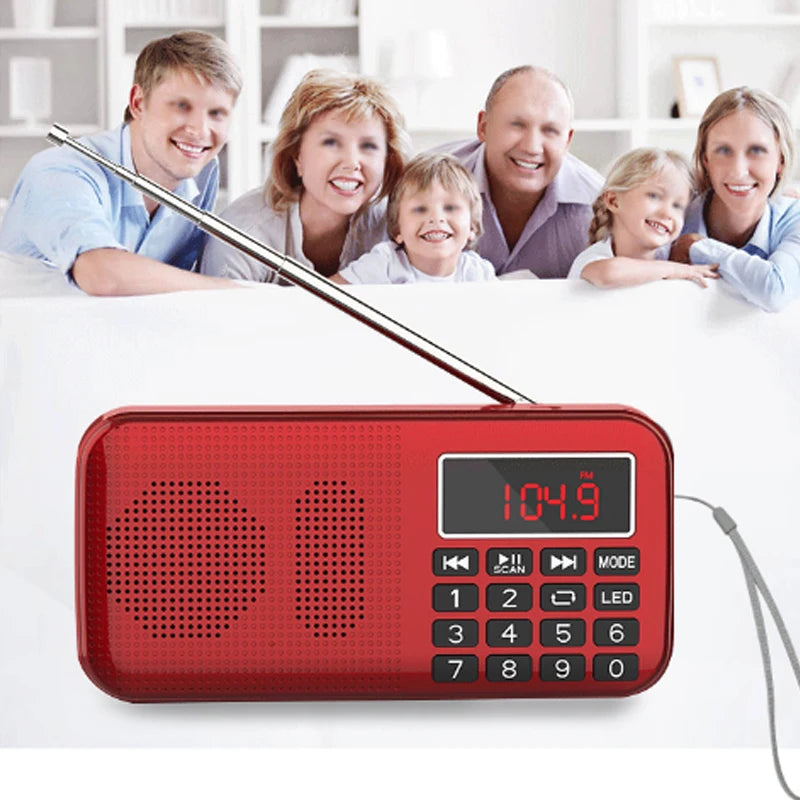 Radio FM Portátil Digital MP3 con Altavoz y Reproductor USB SD TF