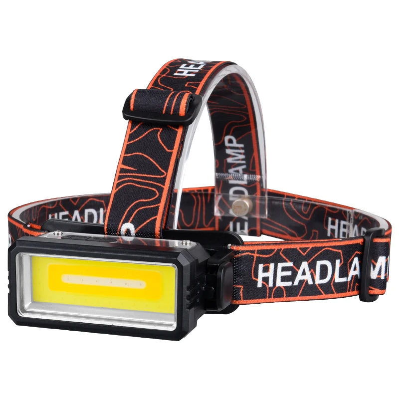 Linterna Frontal LED COB Recargable USB-C con Sensor para Camping