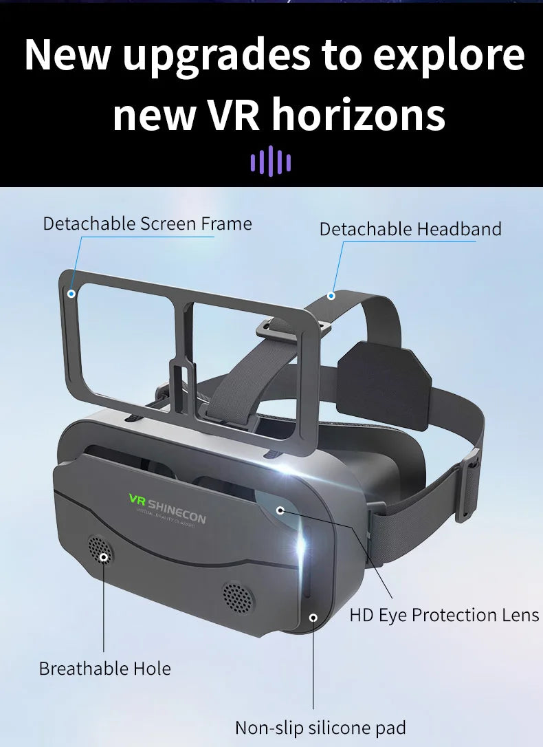Shinecon-gafas VR con auriculares 3D, dispositivos de realidad Virtual, lentes Viar, gafas para teléfono inteligente, juegos inteligentes, visor móvil