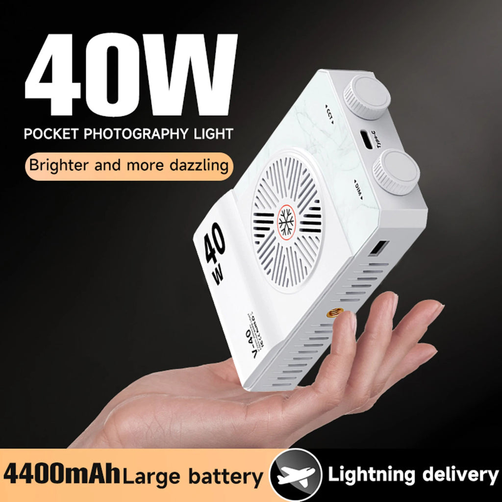 Luz LED para cámara de 40W CRI/TLCI 96+ 2700-6200K bicolor 4400mAh lámpara de vídeo para estudio fotográfico mango portátil luz de fotografía para cámara