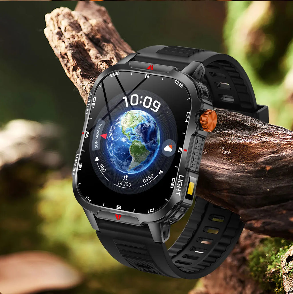 Reloj inteligente de gran tamaño para hombre, iluminación militar para exteriores, batería de 1100Mah, rastreador de Fitness GPS, reloj inteligente de ritmo cardíaco resistente al agua y 10ATM