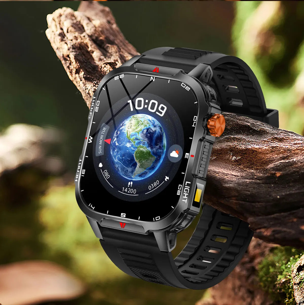 Reloj inteligente de gran tamaño para hombre, iluminación militar para exteriores, batería de 1100Mah, rastreador de Fitness GPS, reloj inteligente de ritmo cardíaco resistente al agua y 10ATM