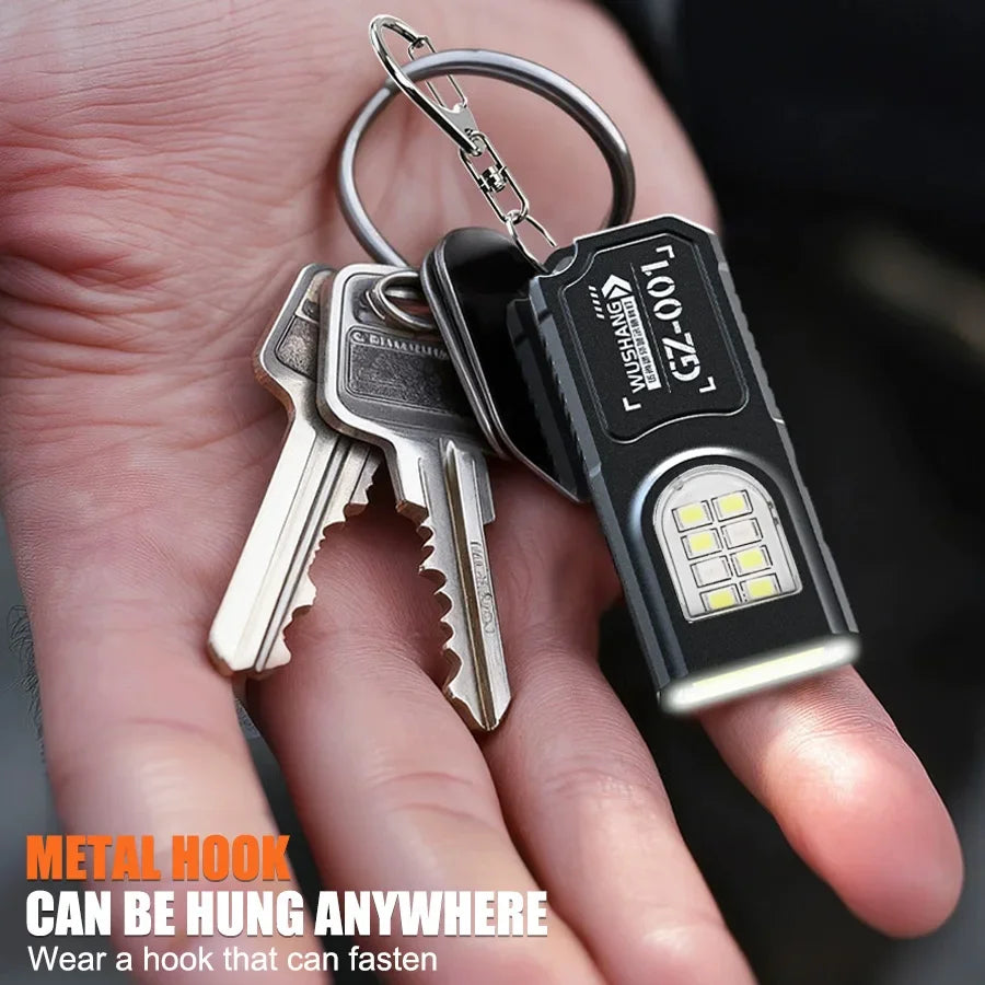 Linterna Mini LED COB Llavero Recargable USB con Imán y Clip