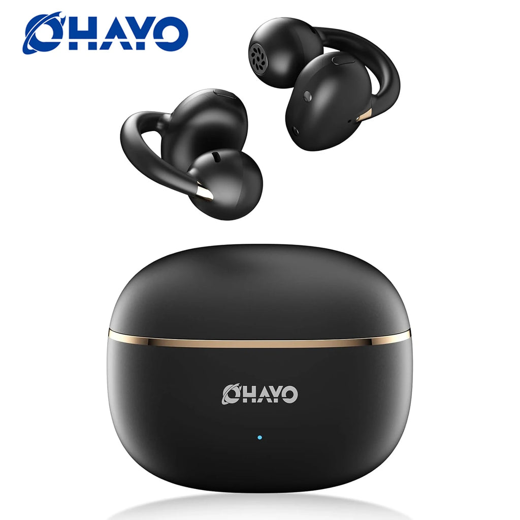 Ortizan OHAYO-A7 Auriculares con clip, auriculares abiertos ligeros y cómodos, auriculares deportivos inalámbricos con llamadas ENC AI 4 micrófonos
