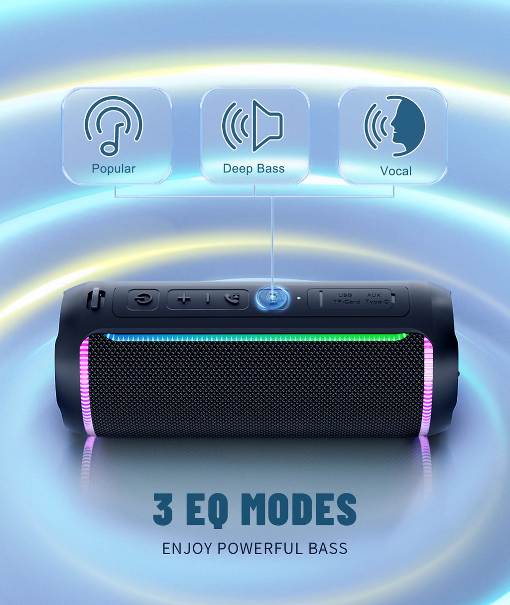 Ortizan X30 Altavoces Bluetooth portátiles Bass Boost 40W Potente altavoz inalámbrico IPX7 resistente al agua con batería de 6600mAh USB/TF/AUX