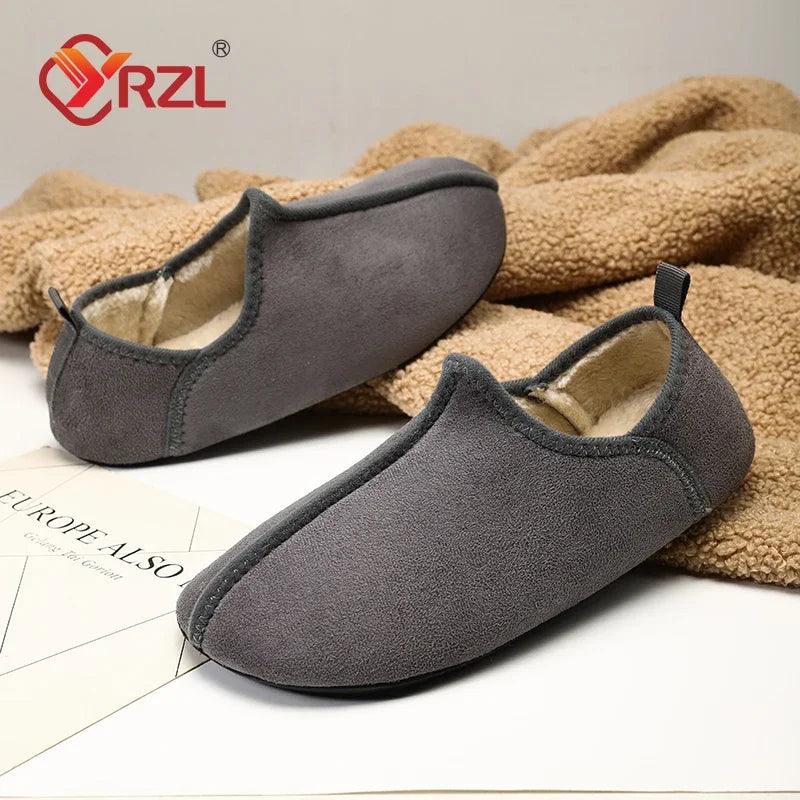 YRZL zapatos de algodón de invierno para hombre, zapatillas ligeras sin cordones cálidas, mocasines de algodón de felpa para dormitorio y hogar, zapatos cálidos de invierno Unisex