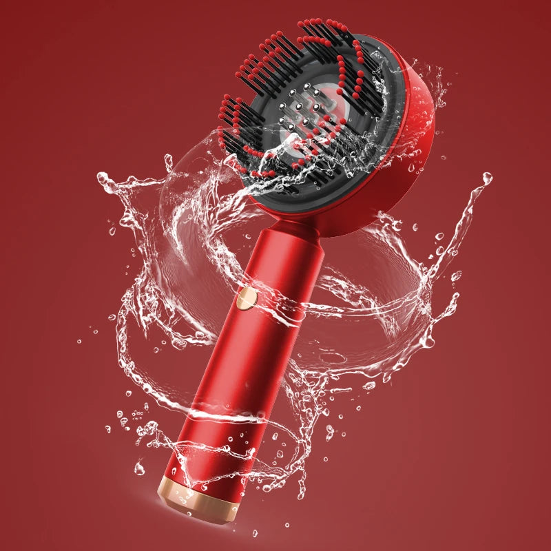 Peine de masaje con vibración eléctrica, terapia de luz roja, masaje para el crecimiento del cabello, cepillo para el cuero cabelludo, aplicador de aceite líquido anticaída, cuidado del cabello