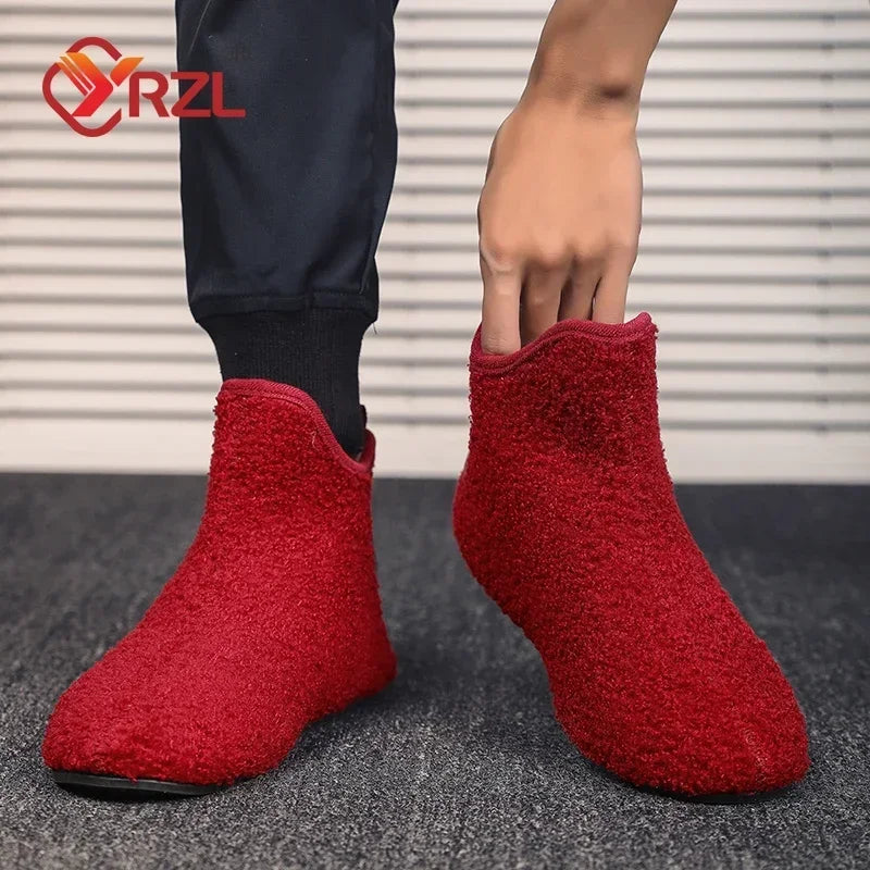 YRZL, zapatos de algodón de invierno para hombre, zapatillas ligeras sin cordones de alta calidad, mocasines de algodón de felpa para interiores, zapatos cálidos de invierno para hombre