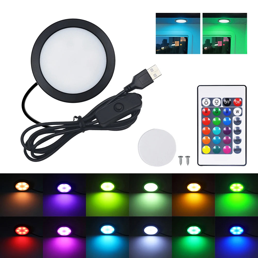 Luz RGB remota de 24 teclas para debajo de gabinete, interruptor USB de 5V, Kit de 1 2 4 6 luces, lámpara delgada para vitrina de cocina, acento de escritorio para Bar en casa