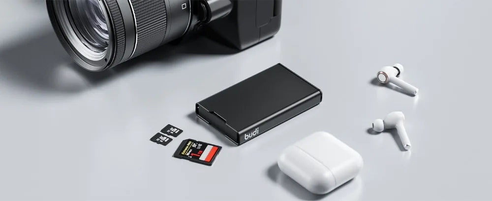 Estuche para Tarjetas de Memoria BUDI, Resistente a Golpes y Roturas, para Tarjetas Micro SD, SDXC, SDHC y TF - Almacenamiento para 6 Tarjetas Micro SD