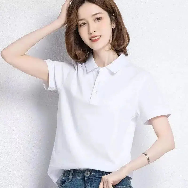 Camiseta POLO Básica de Color Liso para Mujer