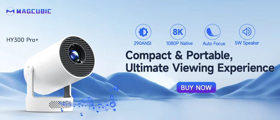 Proyector Magcubic HY320Pro Nativo 1080P con Enfoque Automático, Full HD, Android 14, Cine en Casa Portátil, Control por Voz, Actualización del HY300 Pro