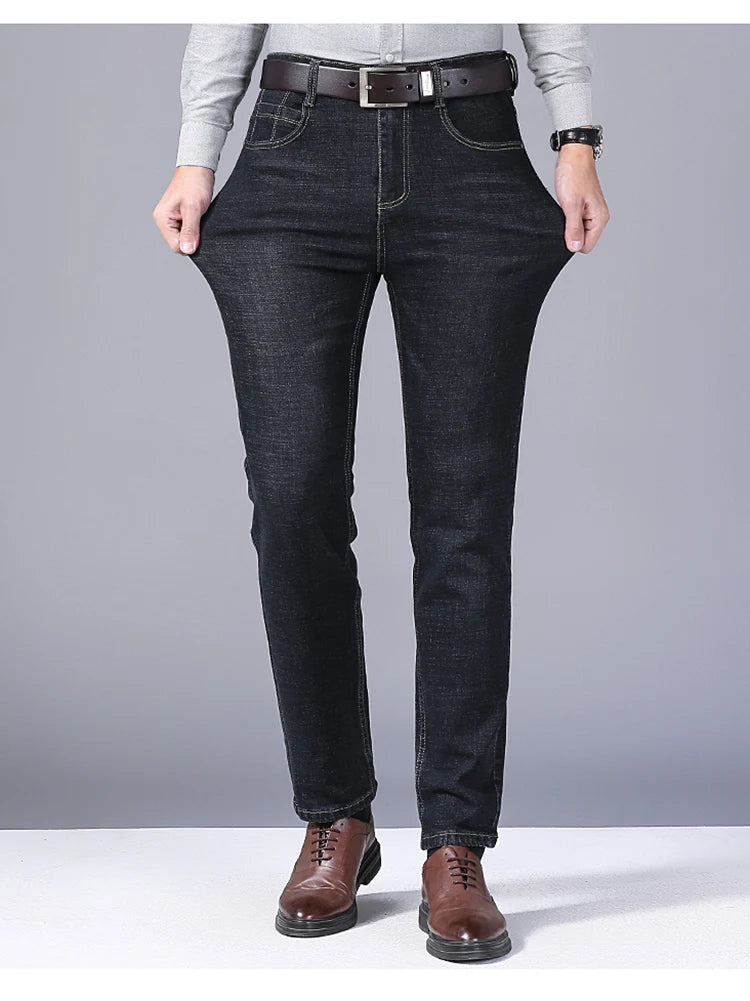 Pantalones Vaqueros Rectos para Hombre, Ajustados Elásticos, Negocios