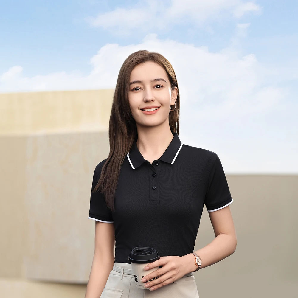 Camiseta de Seda Helada con Cuello Polo para Mujer