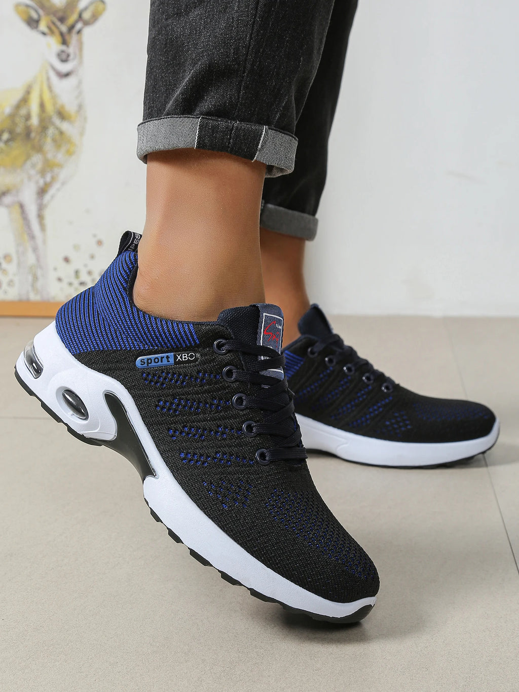 Zapatos para hombre, zapatillas para correr con cordones súper transpirables a la moda, comodidad antideslizante, duradera y con almohada, zapatillas de deporte de moda para hombre