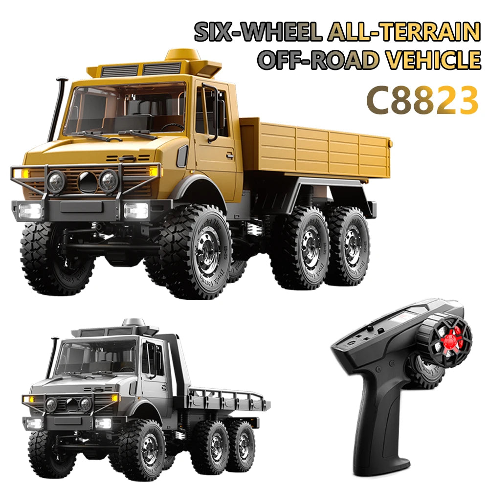 C8823 6WD RC coche 1/18 todoterreno vehículo de Control remoto 2,4G alta velocidad escalada transporte rescate oruga modelo juguetes para niños