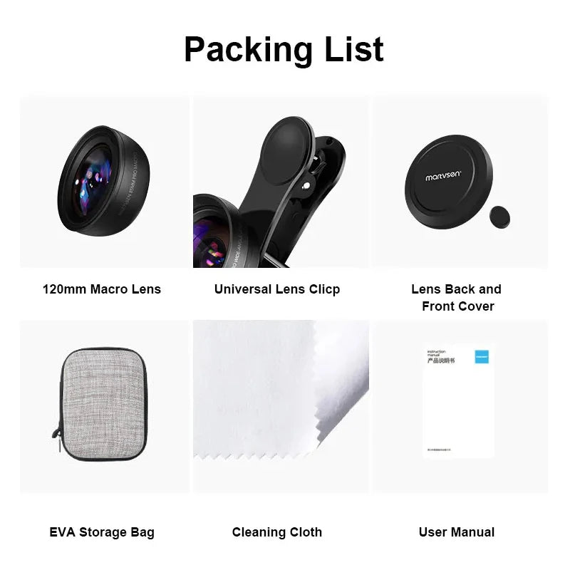 Lente Macro 120mm MARTVSEN 5K HD 10x para iPhone y Android