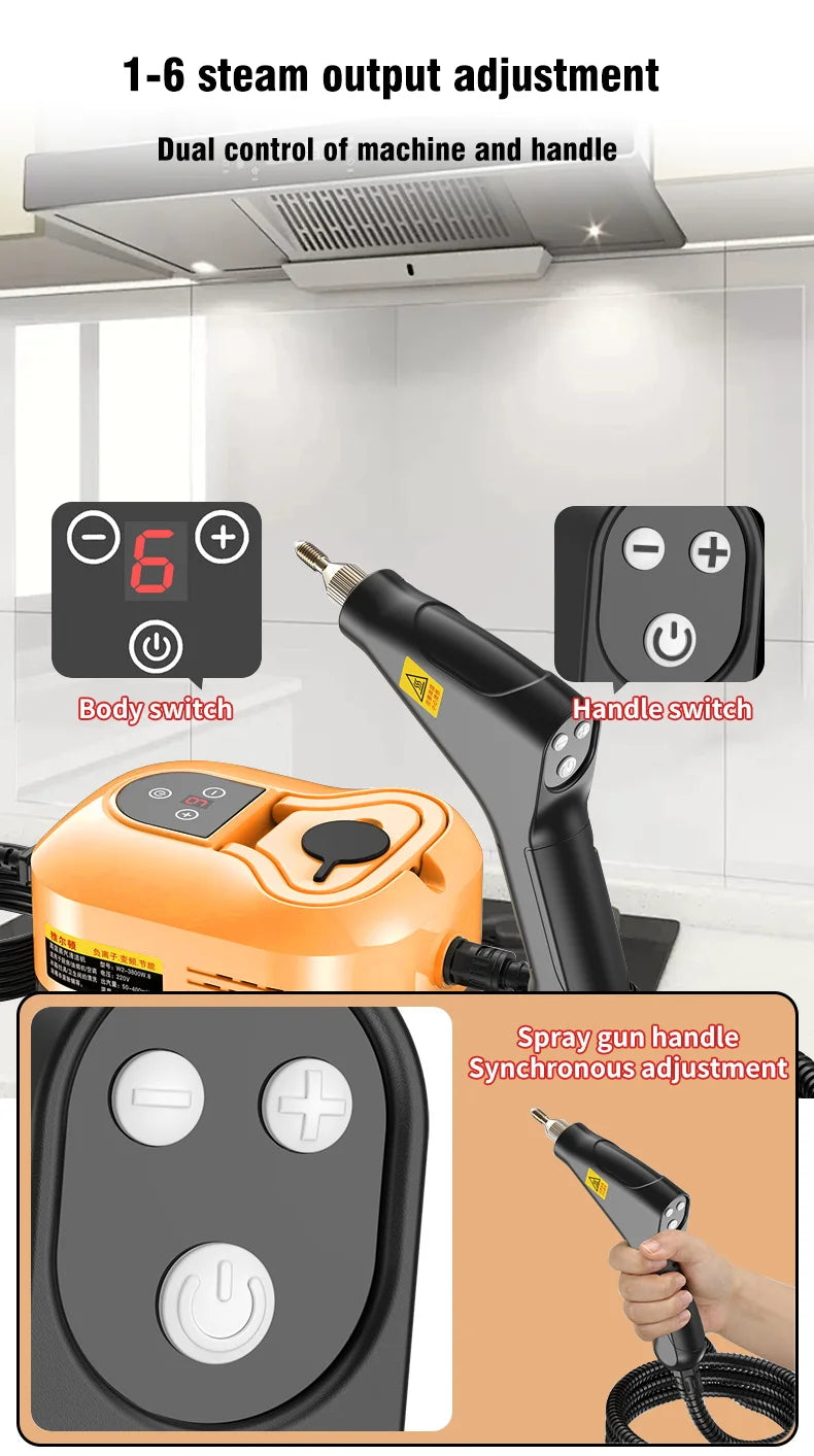 Limpiador a vapor de alta presión portátil, máquina de limpieza doméstica de alta temperatura para cocina, coche, sofá, ventana, azulejos y espejos
