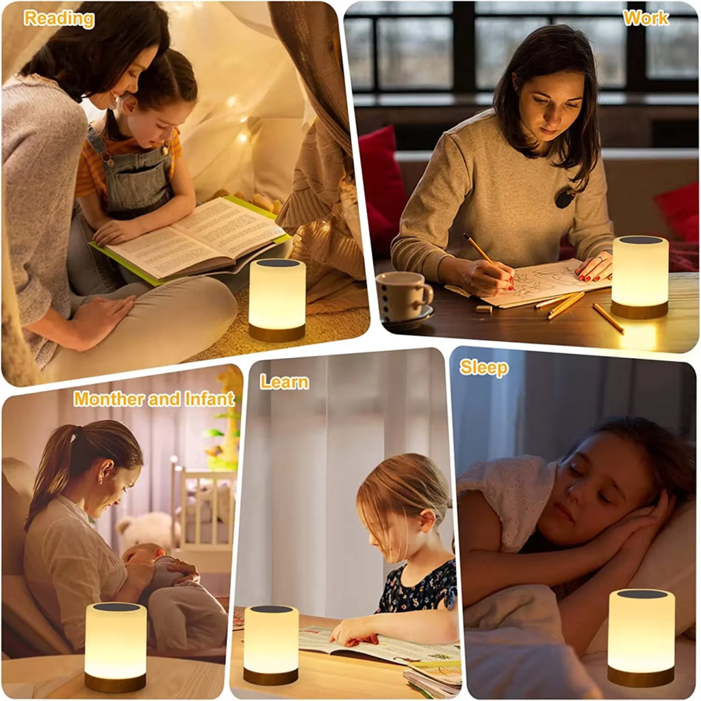 Lámpara de Mesa Táctil RGB Recargable USB con Luz Nocturna