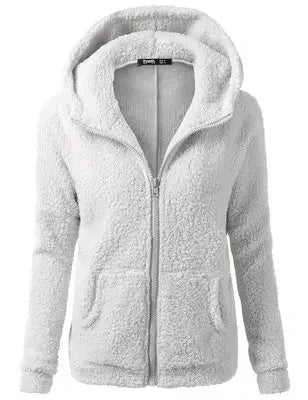 Chaqueta con capucha y cremallera para mujer, forro polar suave