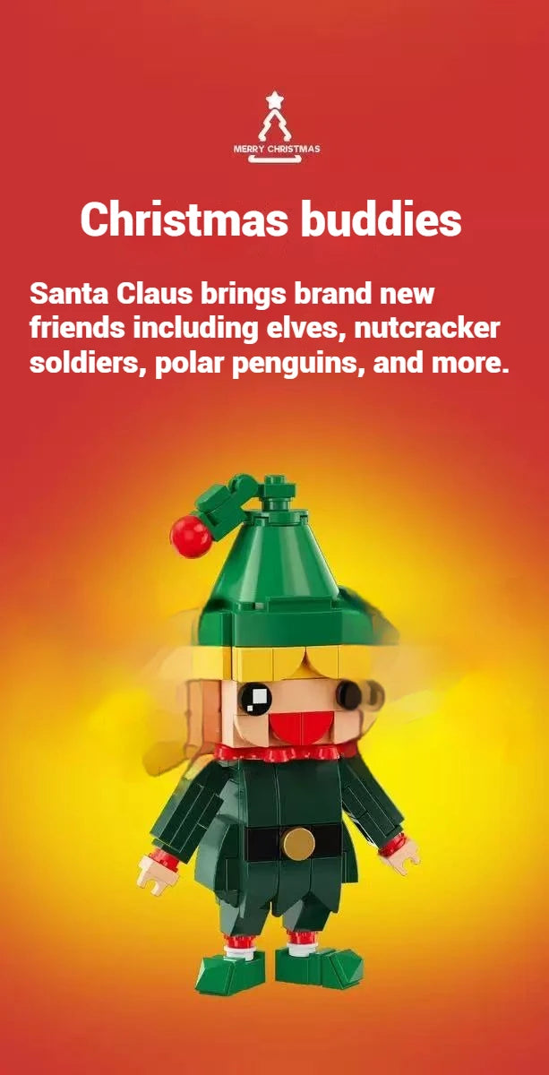 493 Uds. Juego de regalo de juguete de bloques de construcción de Navidad, ensamblaje de modelo de pingüino BrickHeadz de Papá Noel, adornos navideños para niños