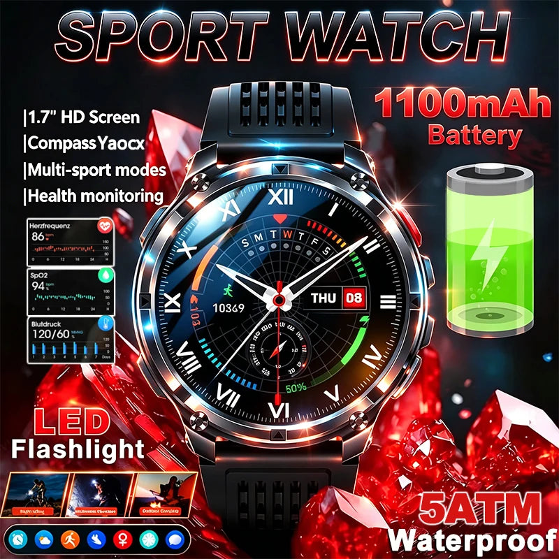 Reloj Inteligente Deportivo Militar 1100mAh 5ATM