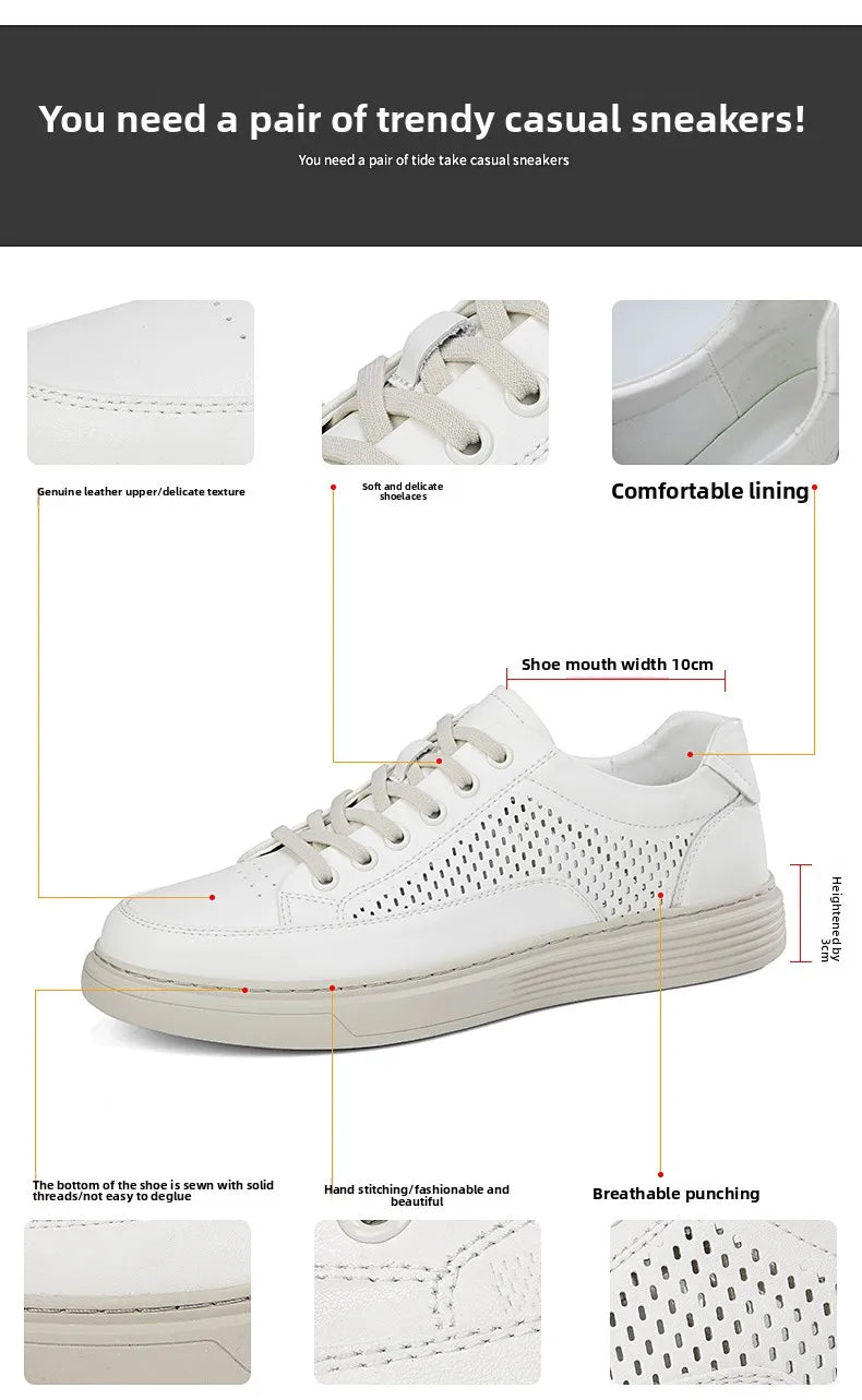 Zapatos Casuales de Cuero Genuino para Hombre - Suela Gruesa
