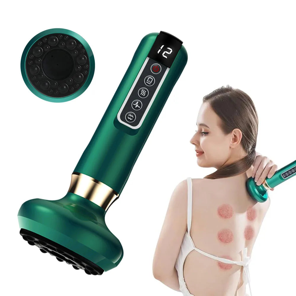 Frascos de masaje al vacío eléctricos, dispositivo de ventosas recargable, raspado anticelulítico, calor infrarrojo, herramientas de masaje para espalda y hombros