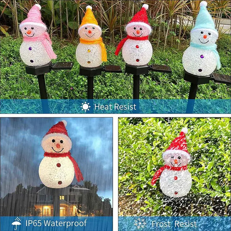 Luz Solar LED de Jardín con Figura de Muñeco de Nieve