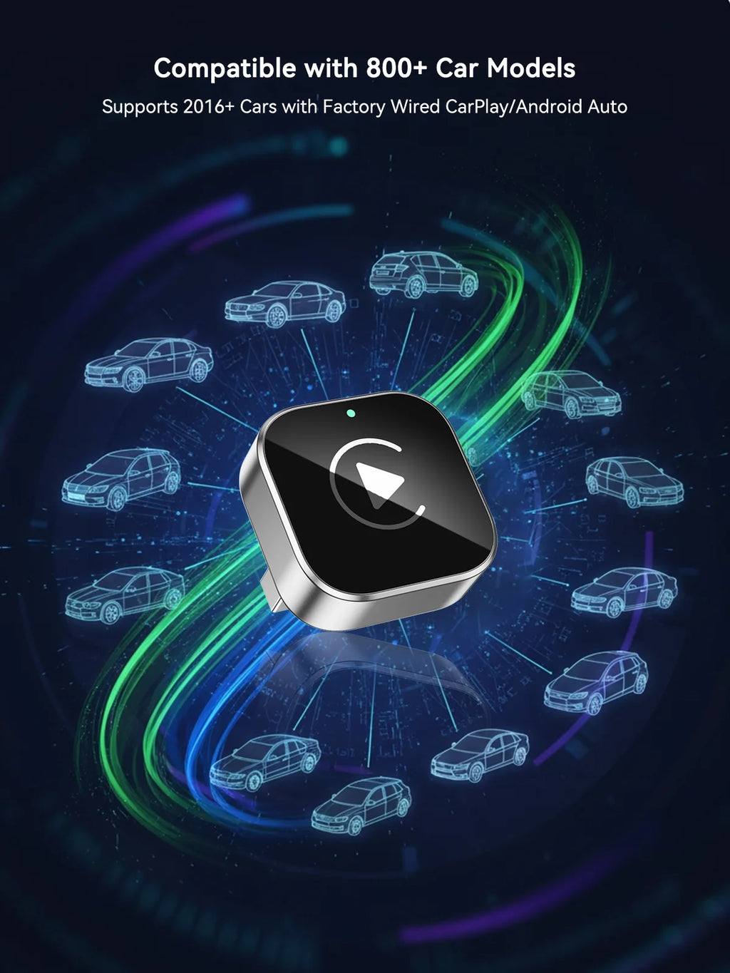 Adaptador CarPlay inalámbrico y Dongle Android Auto, conexión automática rápida, conversión CarPlay inalámbrica Plug & Play ultracompacta y portátil