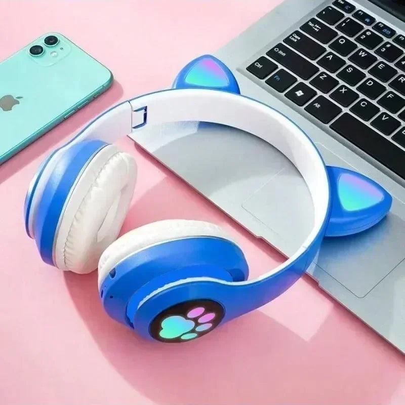 Auriculares Inalámbricos Gamer con Orejas de Gato RGB y Micrófono