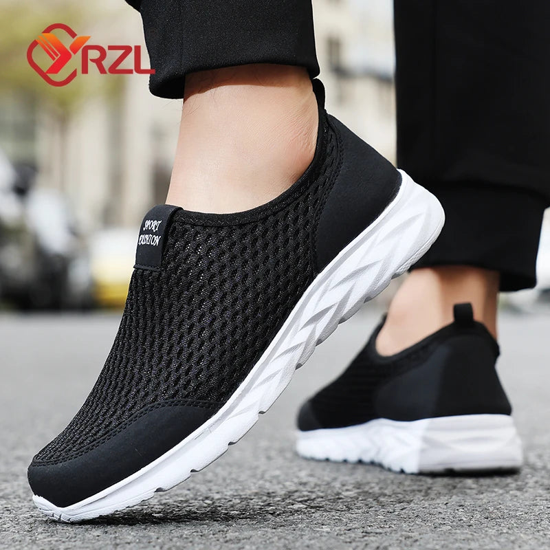 YRZL, zapatillas de deporte para hombre, zapatos informales de malla transpirable para mujer, mocasines antideslizantes de talla grande para exteriores, zapatos de tenis ligeros para caminar para hombre