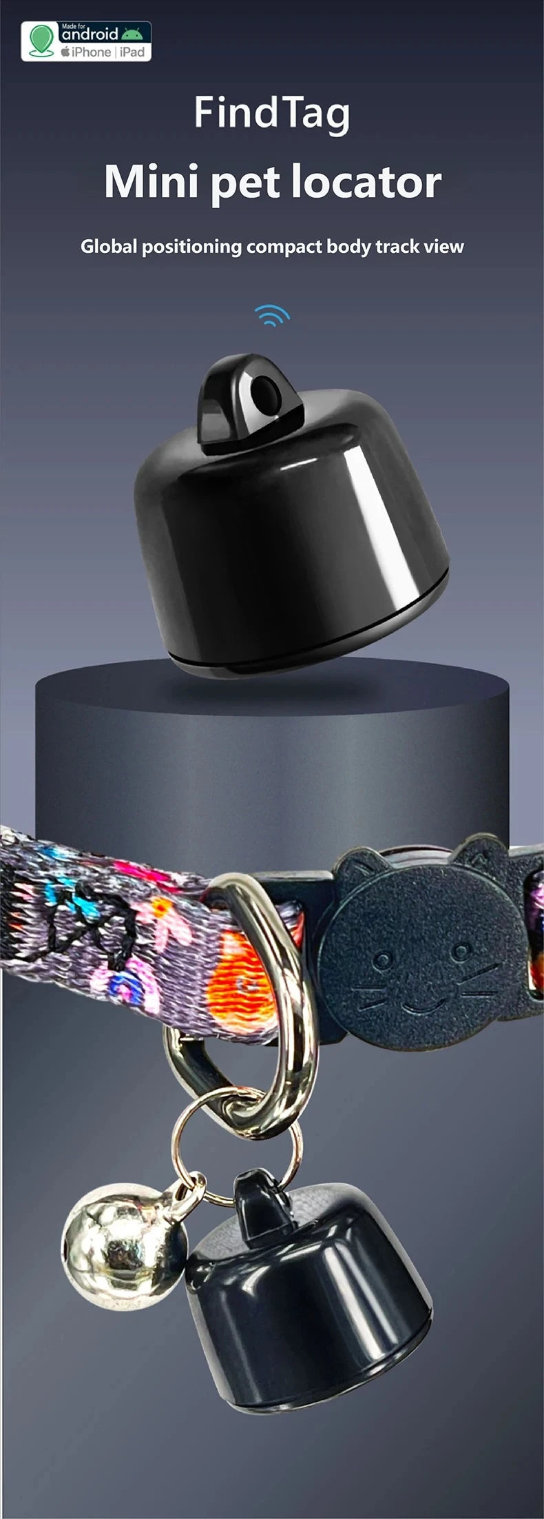 Mini Rastreador GPS para Mascotas, Localizador Global Compatible con Android iOS, Visualiza el Movimiento de las Últimas 3 Días para Pájaros, Perros y Gatos